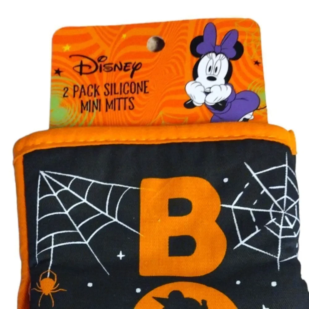 Disney Minnie Mouse Halloween BOO Prints 2 Pack Mini Oven Mitts NWT